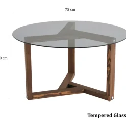Sohvapöytä Linento Furniture Miro, 75cm, savulasi, ruskea