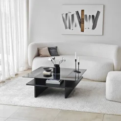 Sohvapöytä Linento Furniture Saga Square 90x35cm lasikansi