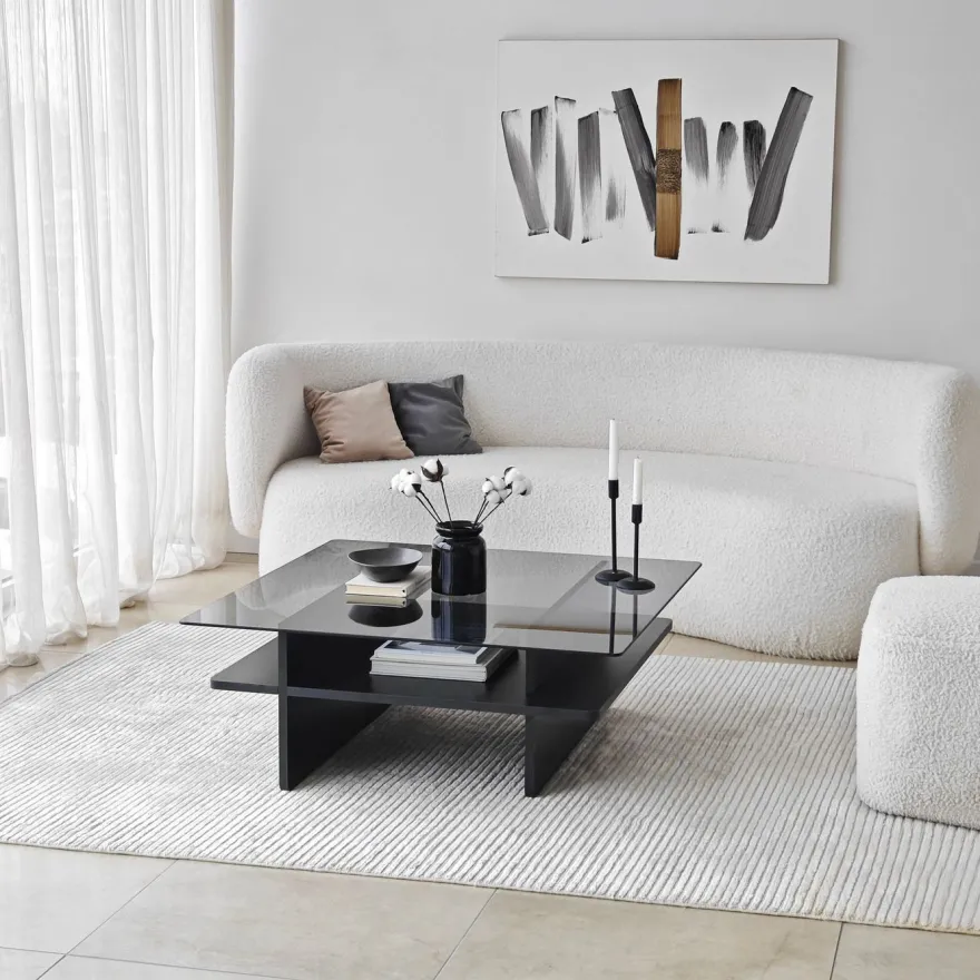 Sohvapöytä Linento Furniture Saga Square 90x35cm lasikansi