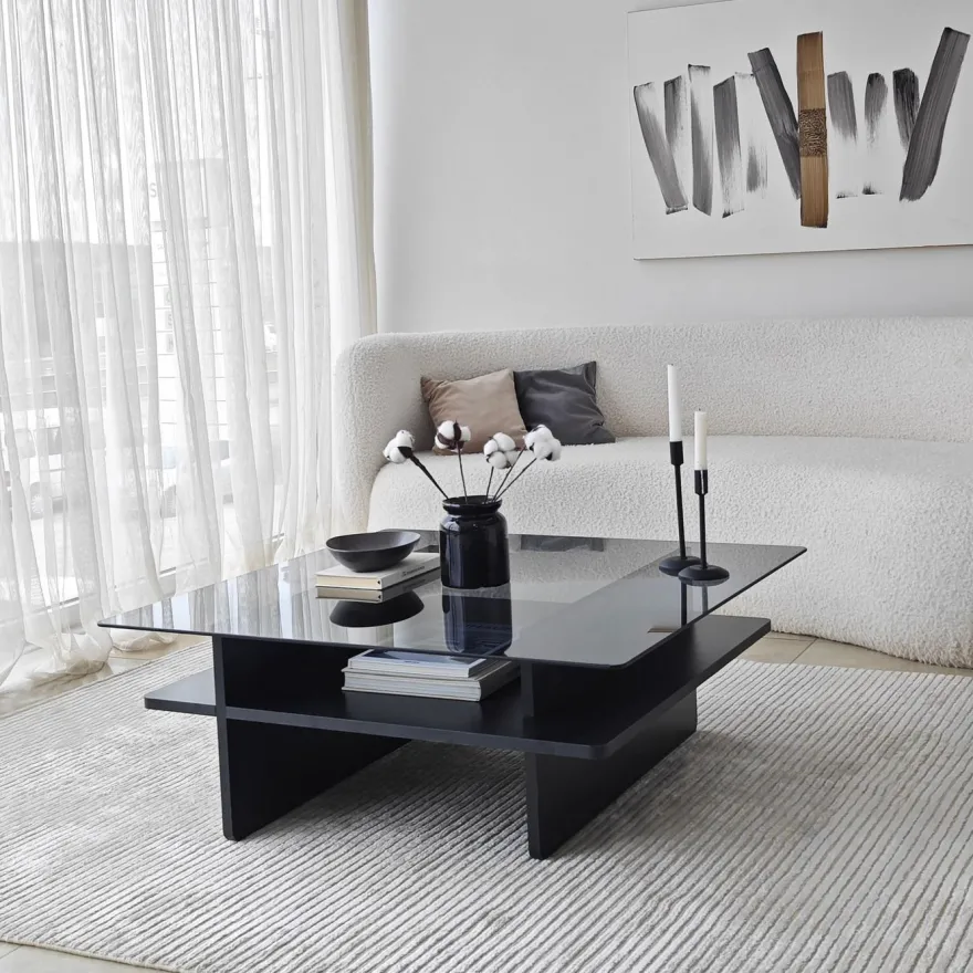 Sohvapöytä Linento Furniture Saga Square 90x35cm lasikansi