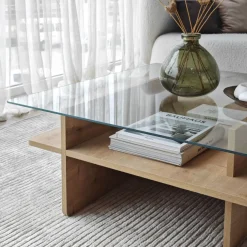 Sohvapöytä Linento Furniture Saga Square 90x35cm lasikansi