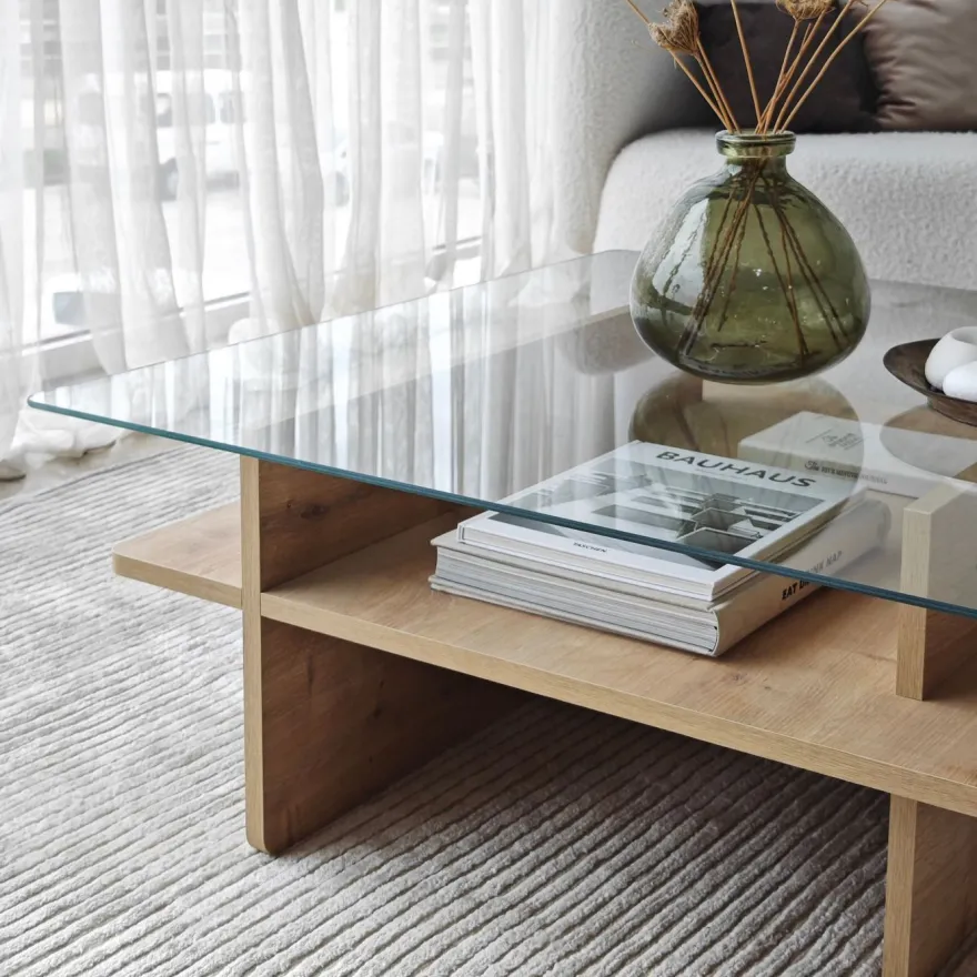 Sohvapöytä Linento Furniture Saga Square 90x35cm lasikansi