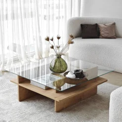 Sohvapöytä Linento Furniture Saga Square 90x35cm lasikansi