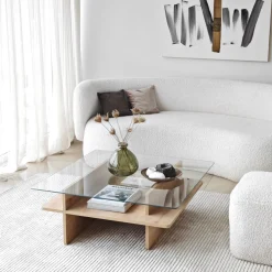 Sohvapöytä Linento Furniture Saga Square 90x35cm lasikansi