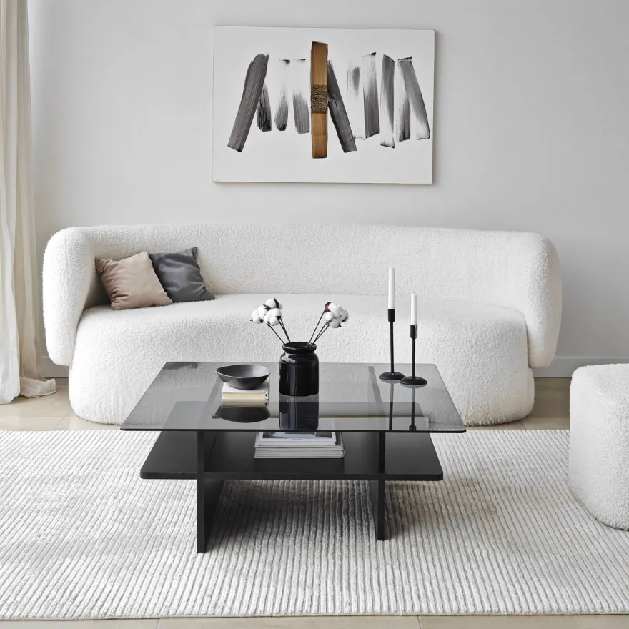 Sohvapöytä Linento Furniture Saga Square 90x35cm lasikansi