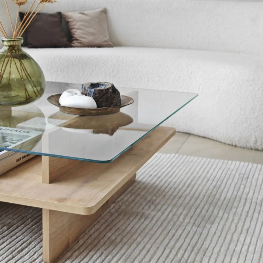 Sohvapöytä Linento Furniture Saga Square 90x35cm lasikansi