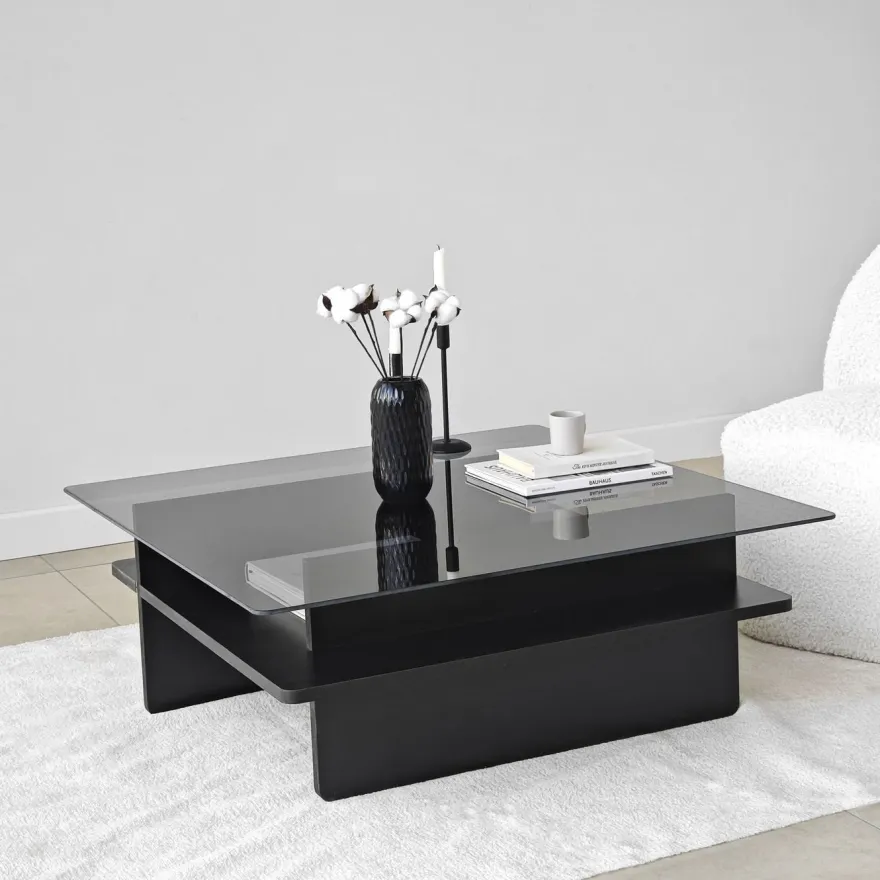 Sohvapöytä Linento Furniture Saga Square 90x35cm lasikansi