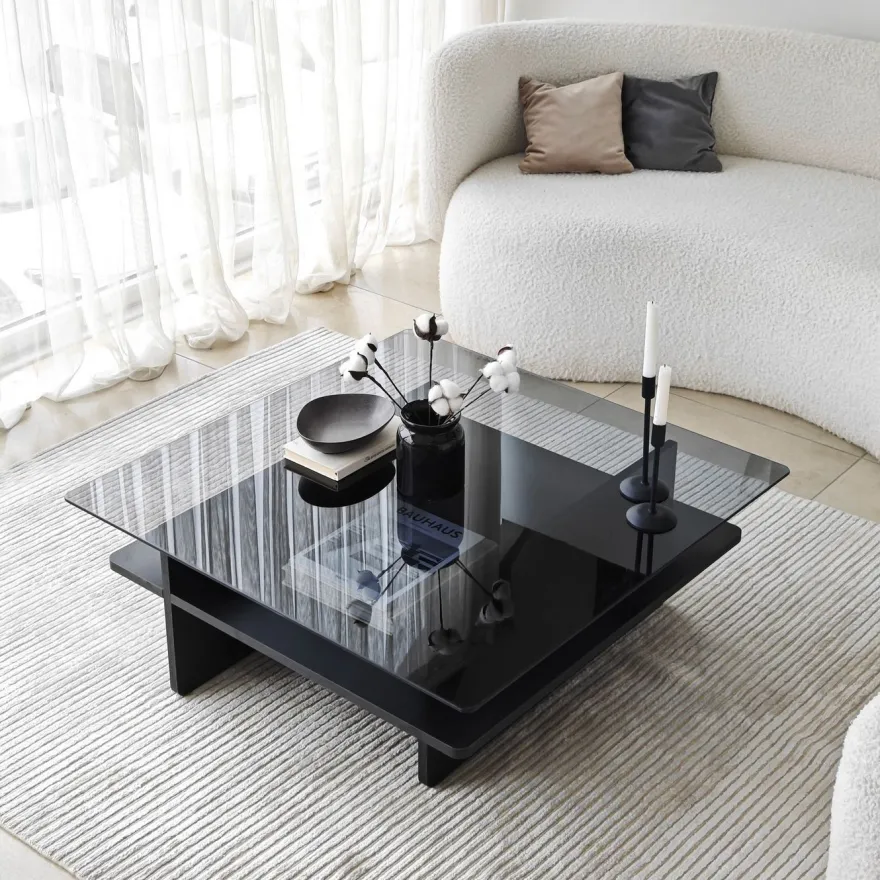 Sohvapöytä Linento Furniture Saga Square 90x35cm lasikansi