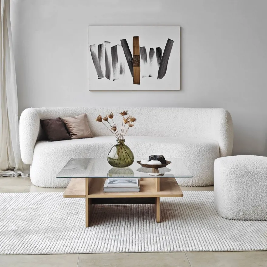 Sohvapöytä Linento Furniture Saga Square 90x35cm lasikansi