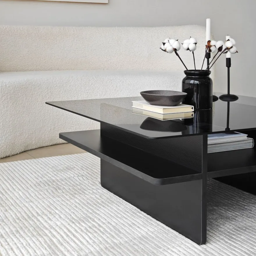 Sohvapöytä Linento Furniture Saga Square 90x35cm lasikansi