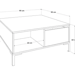 Sohvapöytä Linento Furniture SHP-660, 90x90cm, vetolaatikolla