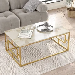 Sohvapöytä Linento Furniture VG12-GE valkoinen marmori/kulta
