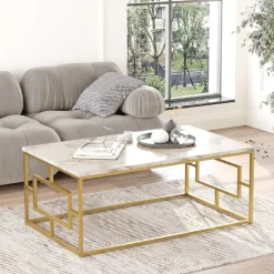 Sohvapöytä Linento Furniture VG12-GE valkoinen marmori/kulta