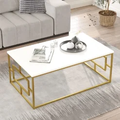 Sohvapöytä Linento Furniture VG12-W valkoinen/kulta