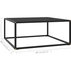 Sohvapöytä musta mustalla lasilla 80x80x35 cm