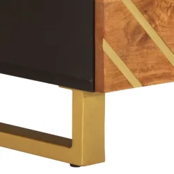 Sohvapöytä ruskea ja musta 80x54x40 cm täysi mangopuu (56796)