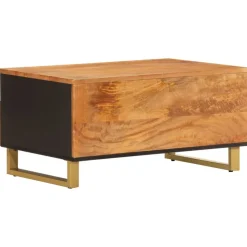 Sohvapöytä ruskea ja musta 80x54x40 cm täysi mangopuu (56796)