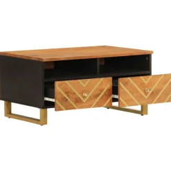 Sohvapöytä ruskea ja musta 80x54x40 cm täysi mangopuu (56796)