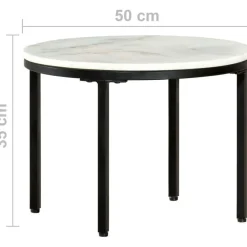 Sohvapöytä valkoinen ja musta ã˜50 cm aito marmori