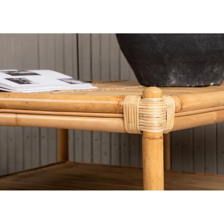 Sohvapöytä Venture Home Cane, 90x90cm, luonnollinen bambu
