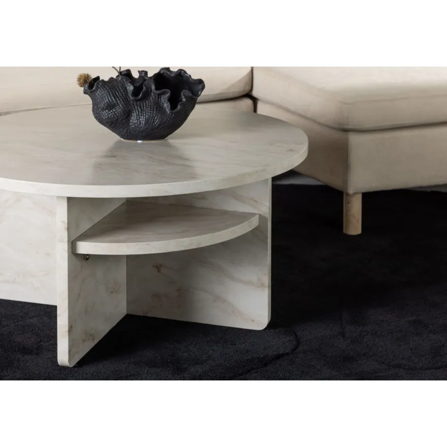 Sohvapöytä Venture Home Ålesund, ⌀85cm, marmorikuvio