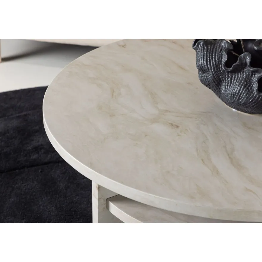 Sohvapöytä Venture Home Ålesund, ⌀85cm, marmorikuvio