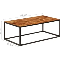 Sohvapöytä 110x60x40 cm akasiapuu ja teräs