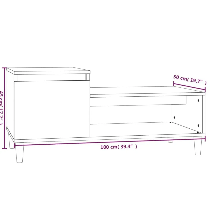 Sohvapöytä 100x50x45cm, eri värejä