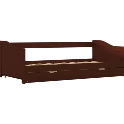 Sohvasänky, tummanruskea mänty, 90x200 cm