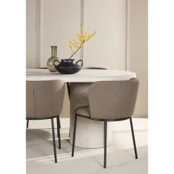 Soikea ruokailuryhmä Venture Home, 200x100cm beige Narvik-pöytä + 6 Edina-tuolia