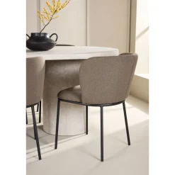 Soikea ruokailuryhmä Venture Home, 200x100cm beige Narvik-pöytä + 6 Edina-tuolia