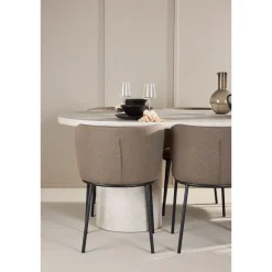 Soikea ruokailuryhmä Venture Home, 200x100cm beige Narvik-pöytä + 6 Edina-tuolia