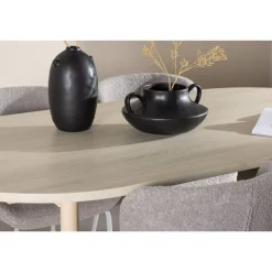 Soikea ruokailuryhmä Venture Home, 180x90cm vaalea Andy-pöytä + 4 harmaata Modesto-tuolia,