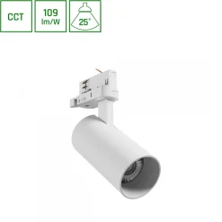 Spottivalaisin Spectrum Andromeda Prime NA Raili 3-vaihekiskoon LED CCT 16W 25° IP20 Ø63x134x184mm valkoinen
