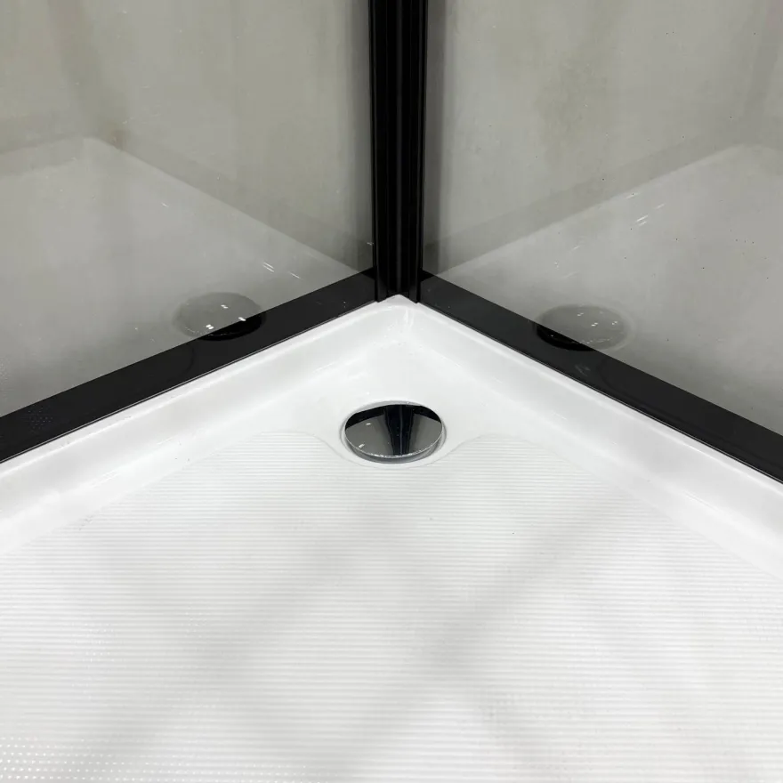 Suihkukaappi Bathlife Betrakta, 90x70cm, pyöreä, kirkas lasi, musta kehys