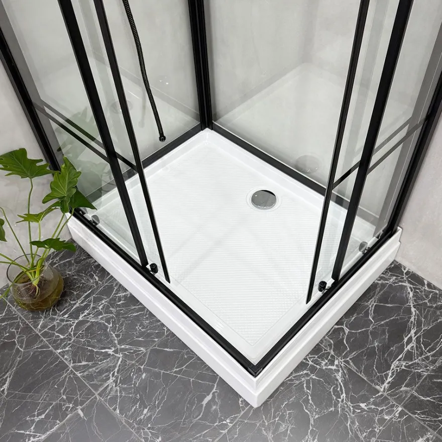 Suihkukaappi Bathlife Betrakta, 70x90cm / 90x70cm, suora, kirkas lasi, musta kehys
