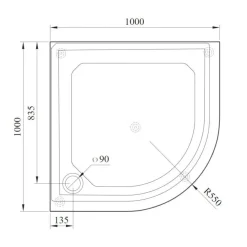 Suihkukulman allas Interia S0029-SET, kivimassa, 100x100cm, valkoinen