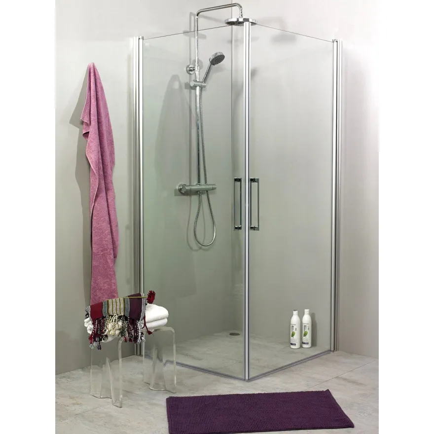 Suihkunurkkaus Noro Fix Trend C 88, 800x800x1950 mm, mattahopea, kirkas lasi