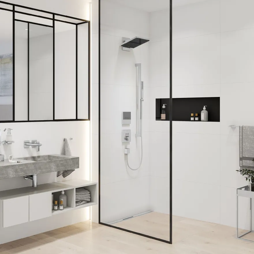Suihkusetti Hansgrohe Pulsify E 100 1jet Ecosmart, tanko 90 cm, kromi