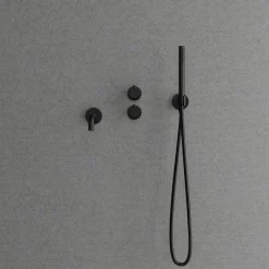 Suihkusetti Scandtap Harmonized 4 Black, termostaattihanalla ja juoksuputkella, musta