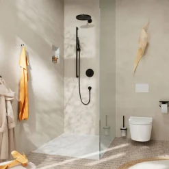 Suihkutanko Hansgrohe Unica S Puro, 65 cm, Easy slide -liu'ulla ja Isiflex-suihkuletkulla 160 cm, mattamusta