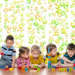 Tapetti Artgeist Fun Bubbles, 50x1000cm, pilkullinen, vihreä