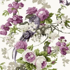 Tapetti Bloomingdale 326152 0,53x10,05 m, lintu, maalaisromanttinen, luonnonvalkoinen, lila, vihreä