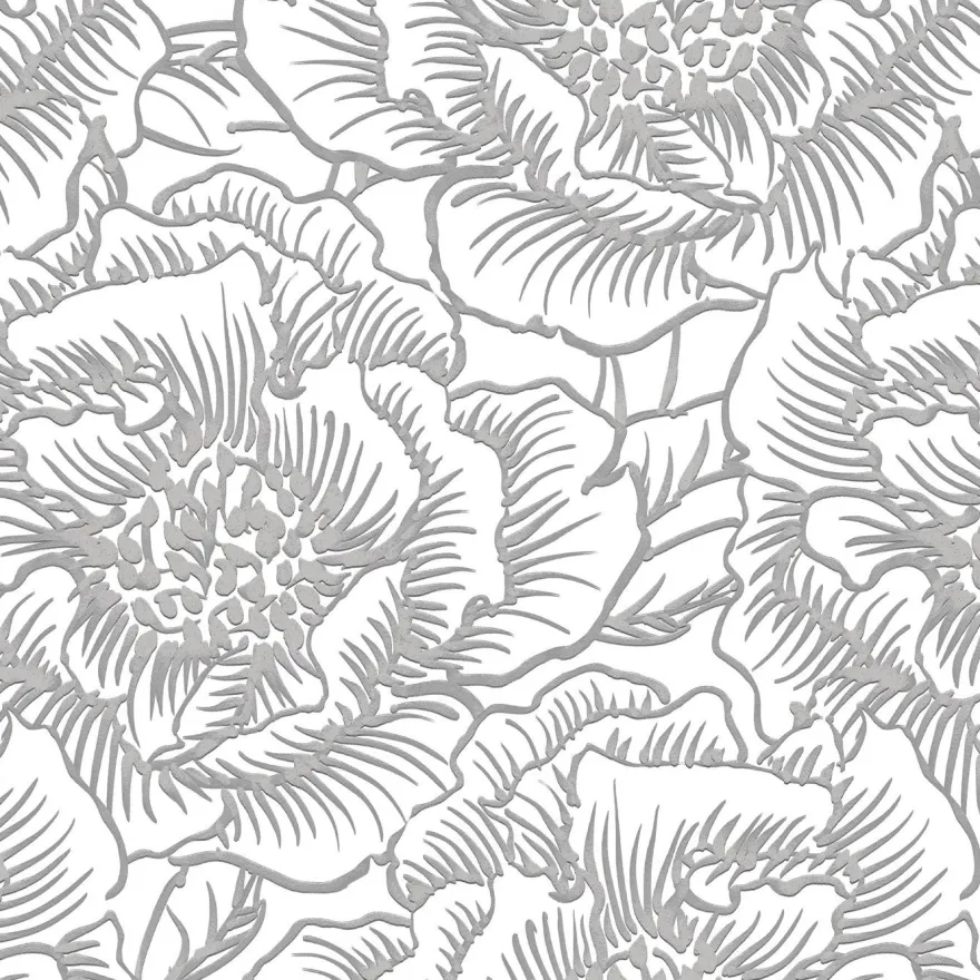 Tapetti Decor Maison Silva 5405-4, puoni, ruusu, romanttinen, harmaa