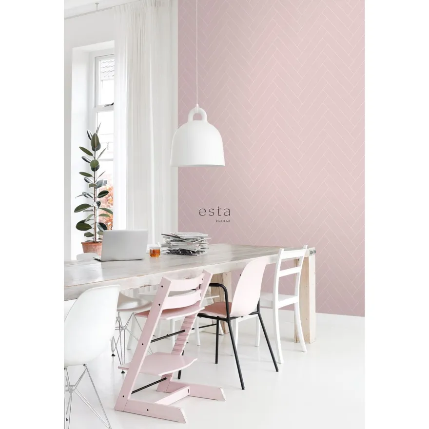 Tapetti Esta Art Deco 139220, non-woven, vaaleanpunainen