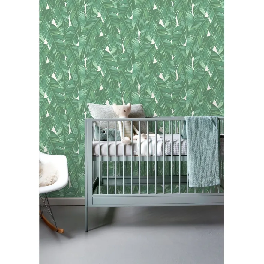 Tapetti ESTA Jungle Fever 139014, non-woven, luonto, vihreä/valkoinen