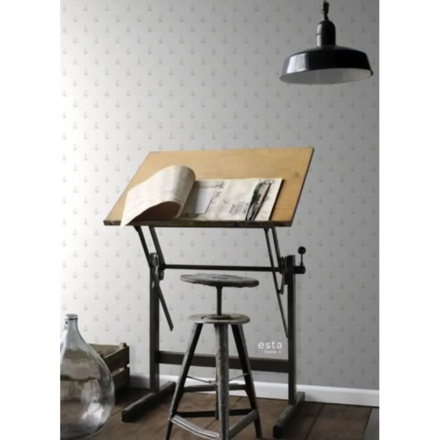 Tapetti Esta Regatta Crew Surf Edition 138964, graafinen/geometrinen, valkoinen/hopea