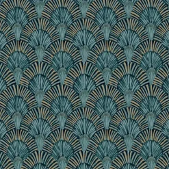Tapetti Jungle Fever JF3001, Art Deco, jugend, sininen