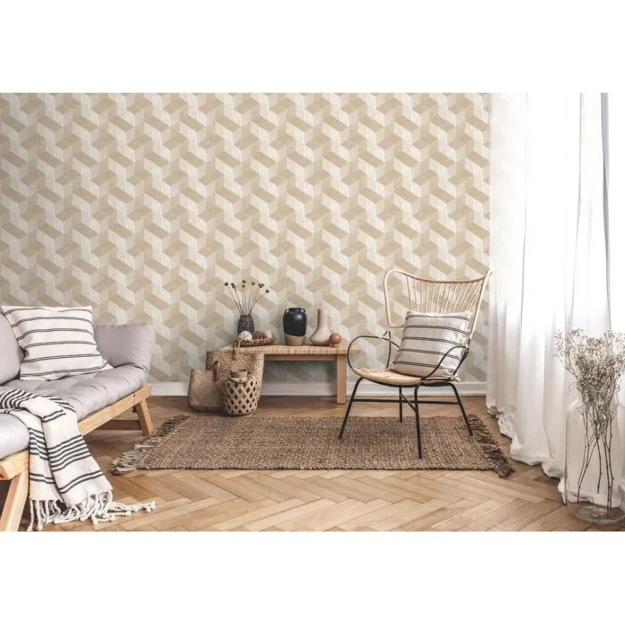 Tapetti Jungle Fever JF3301, puujäljitelmä, 3D, beige