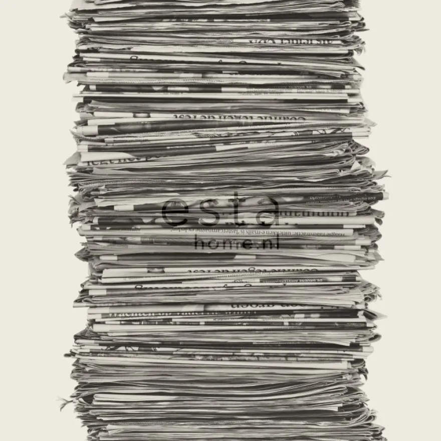 Tapetti Newspapers 137717, non-woven, teksti, harmaa/valkoinen